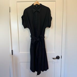 Lauren Ralph Lauren black cotton A line tiered short sleeve preppy midi dress 18